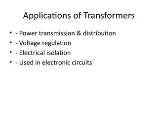 Presentation on Transformer_Basics in electricals | PPTX