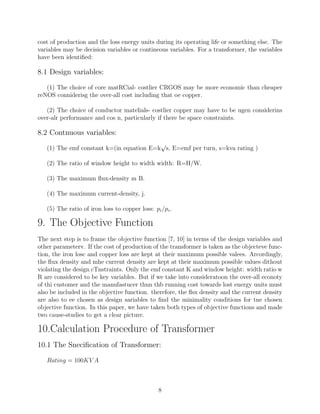 Design of Three Phase 11000/433 V And 100 KVA Transformer | PDF