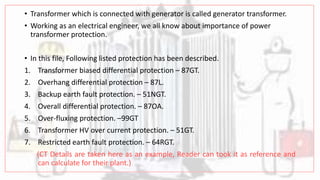 Generator Transformer Protections. | PPTX