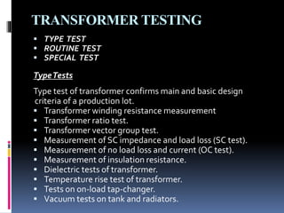Transformer Routine Test Reort Transformers | PPTX