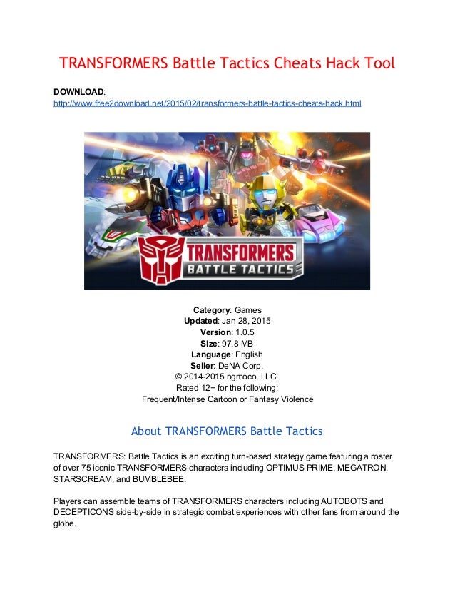 Transformers battletacticscheatstool