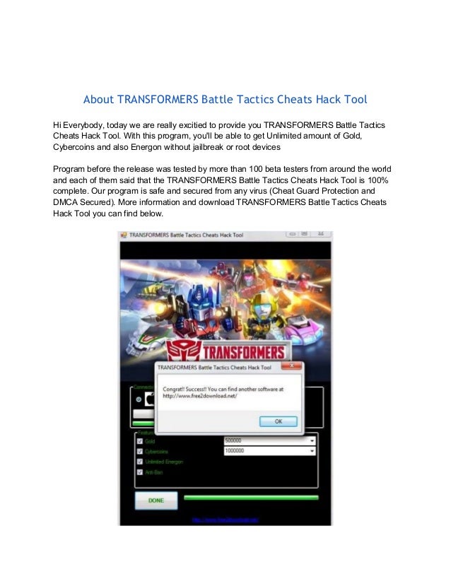 Transformers battletacticscheatstool