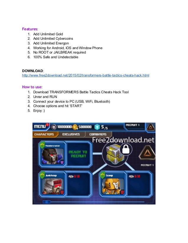 Transformers battletacticscheatstool