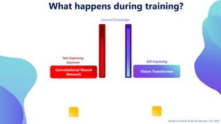 Convolutional Neural
Network
Vision Transformer
Not Improving
Anymore Still Improving
Learned Knowledge
What happens during training?
Davide Coccomini & Nicola Messina | DLI 2022
 