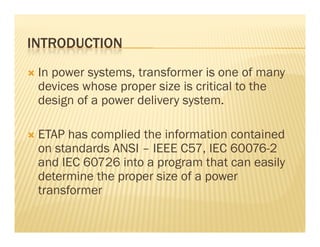 ETAP - Transformer sizing using etap | PDF