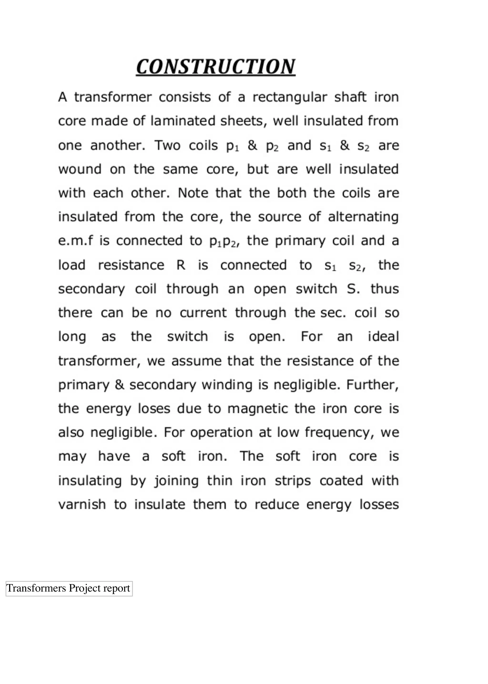 Transformers Project report
 