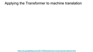 Applying the Transformer to machine translation
https://ai.googleblog.com/2017/08/transformer-novel-neural-network.html
 