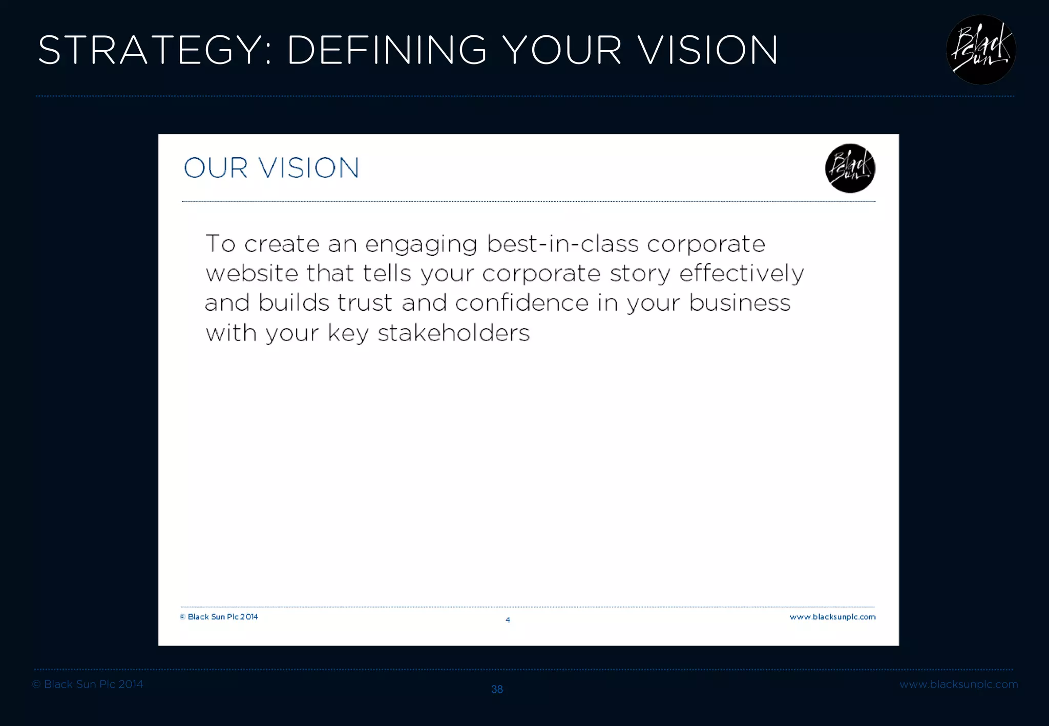 © Black Sun Plc 2014 www.blacksunplc.com 
STRATEGY: DEFINING YOUR VISION 38 
 