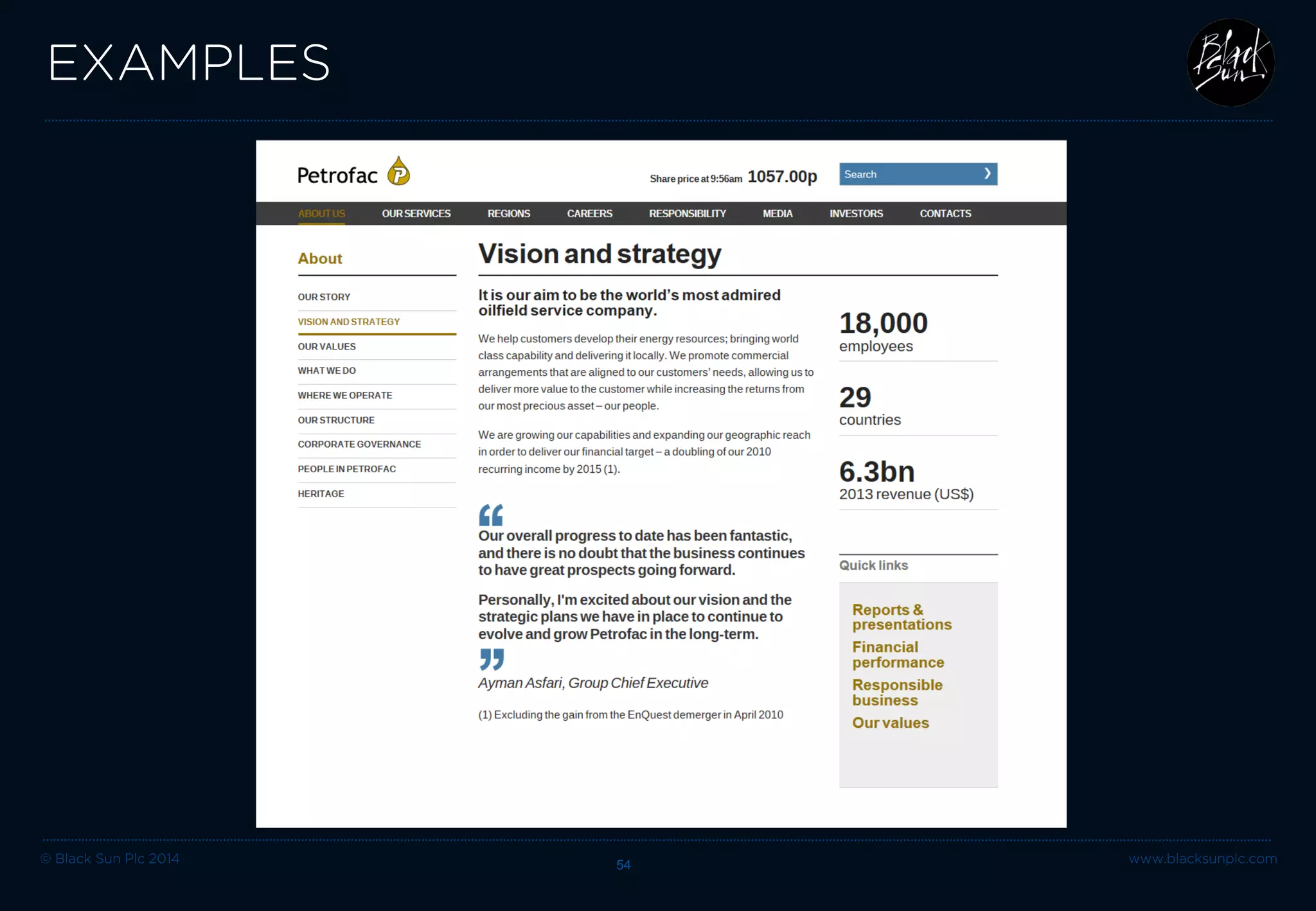 © Black Sun Plc 2014 54 www.blacksunplc.com 
EXAMPLES  