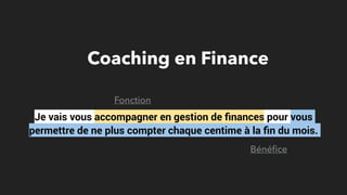 Coaching en Finance
Je vais vous accompagner en gestion de ﬁnances pour vous
permettre de ne plus compter chaque centime à...