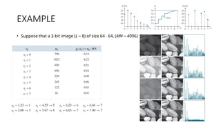 EXAMPLE
• Suppose that a 3-bit image (L = 8) of size 64 × 64, (MN = 4096)
 