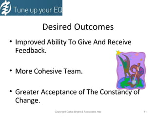 Desired Outcomes Improved Ability To Give And Receive Feedback. More Cohesive Team. Greater Acceptance of The Constancy of Change. 