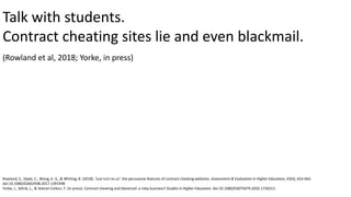 Detecting and addressing contract cheating in online assessment | PPTX