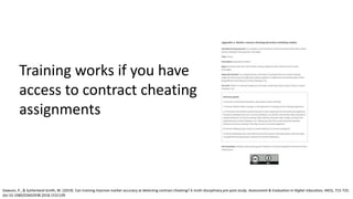 Detecting and addressing contract cheating in online assessment | PPTX