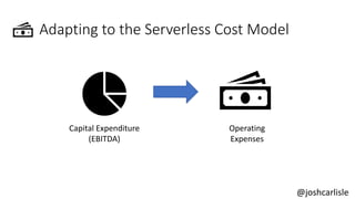 Adapting to the Serverless Cost Model
@joshcarlisle
Capital Expenditure
(EBITDA)
Operating
Expenses
 