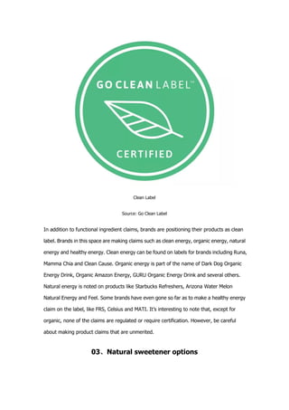 Transforming energy drinks with natural, organic ingredients | PDF