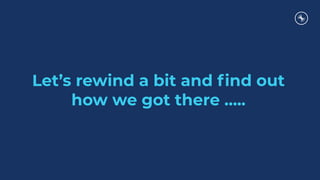 Let’s rewind a bit and ﬁnd out
how we got there …..
 