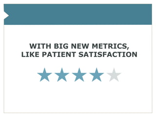 WITH BIG NEW METRICS,
LIKE PATIENT SATISFACTION


   ★★★★★
 