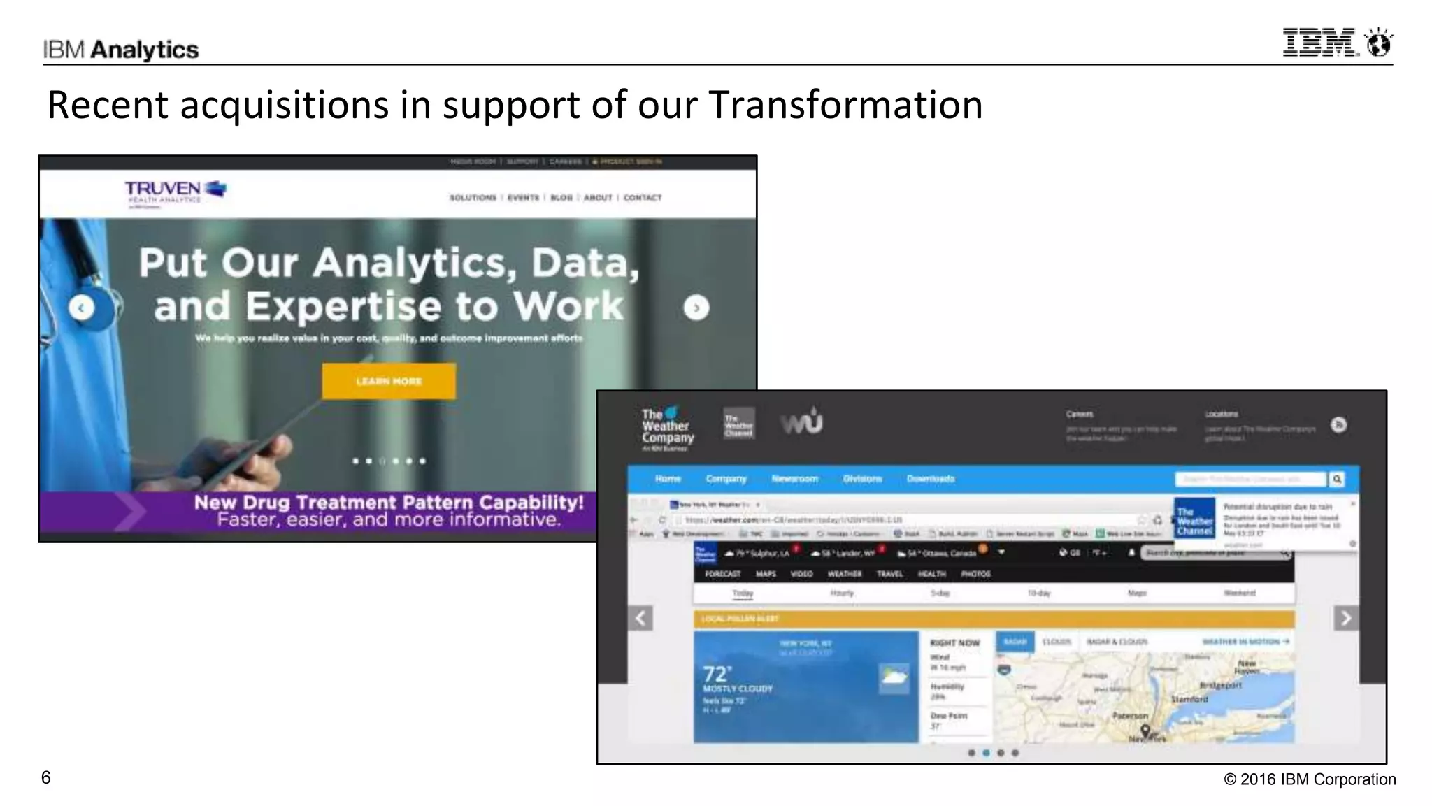 © 2016 IBM Corporation6
Recent acquisitions in support of our Transformation
 