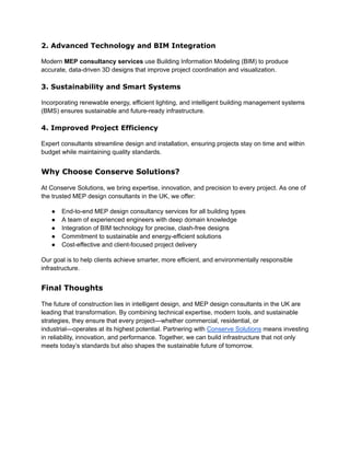 Enhancing Infrastructure Efficiency with MEP Design Consultants in the ...