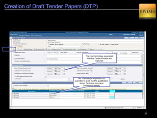 22
Rate Analysis (Configuring Resources and Overheads)
2
You can add resources, provide coefficients, add the overheads and complete the Rate Analysis of
an item. You can also copy the Rate analysis from an existing item.
Resources are
added from
Masters
Overheads for
the selected item
can be
configured.
Completed Rate
is calculated.
 