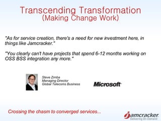 Transcending Transformation (Making Change Work) &quot;As for service creation, there's a need for new investment here, in...