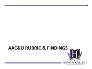 AAC&U RUBRIC & FINDINGS 
 
