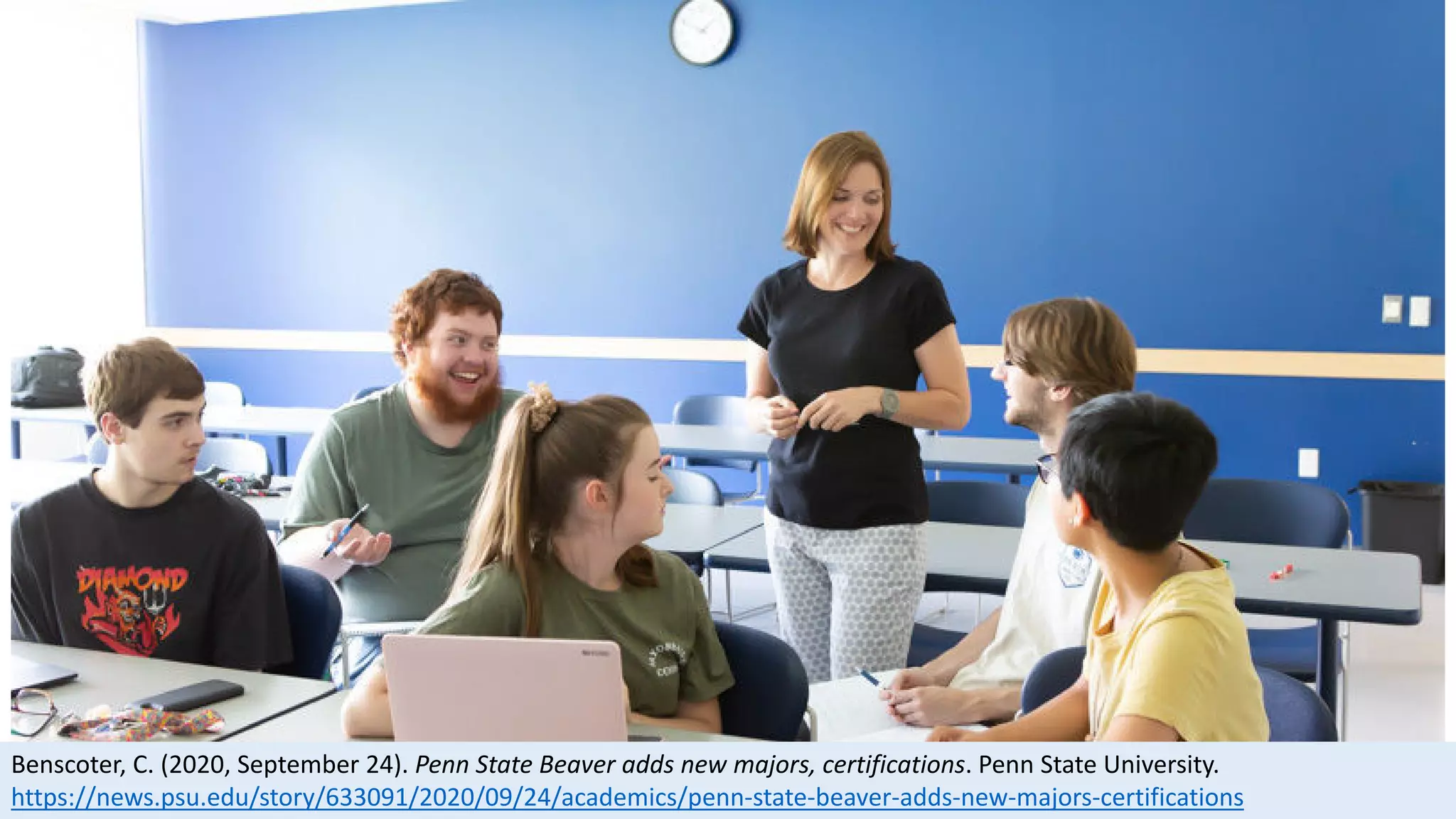 Benscoter, C. (2020, September 24). Penn State Beaver adds new majors, certifications. Penn State University.
https://news.psu.edu/story/633091/2020/09/24/academics/penn-state-beaver-adds-new-majors-certifications
 