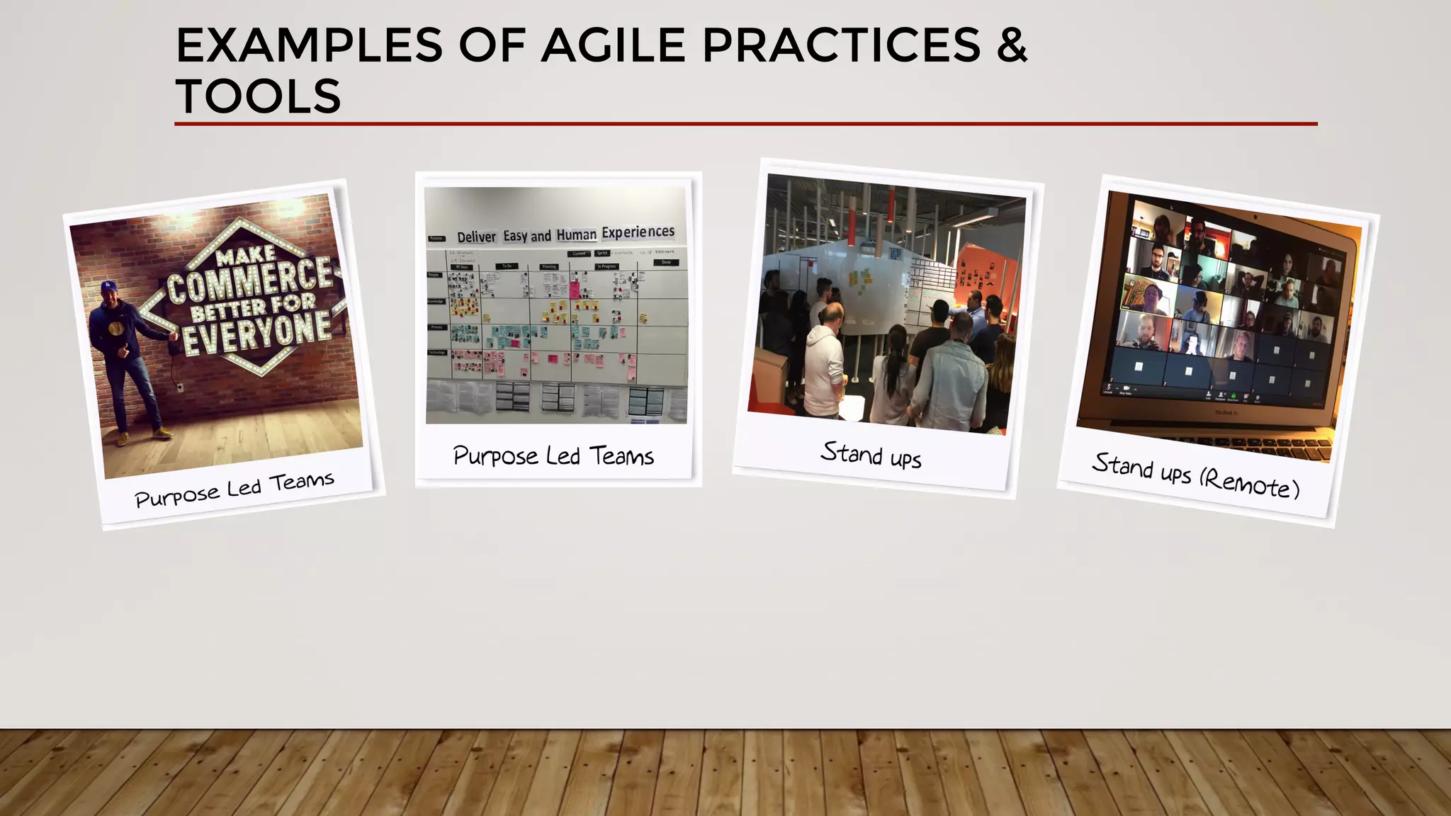 EXAMPLES OF AGILE PRACTICES &
TOOLS
 