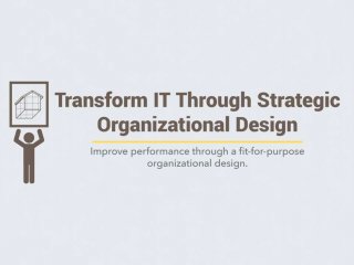 Transform IT Through Strategic Organizational Design
Improve performance though a fit-for-purpose organizational design.
The role of IT in the organization has changed. Keeping the lights on is no longer seen as a valuable accomplishment and increasingly low-level technology skills are commoditized, outsourced, and/or hosted in the cloud.
By doing so, IT resources are able to focus on more strategic, project-focused work – however, the skill sets required for this shift are highly divergent from the traditional IT skill set.
Modernizing your IT organizational structure is pivotal to enhancing the role of IT in the organization. CIOs who fail to evolve their departments past technology to a people and process focus will become irrelevant.
Structure follows strategy. Build your organizational design to enable the key capabilities that are important to your organization.
1. Treat organizational design like a project. Make sure you get a strong project team of IT leaders to build the program.
2. Leverage COBIT 5 as the building blocks to build your ideal target state organizational design.
3. Iterate for organizational design success. Trust your instincts, but don’t expect to get it right the first time. Encourage iteration as the path to success.
 