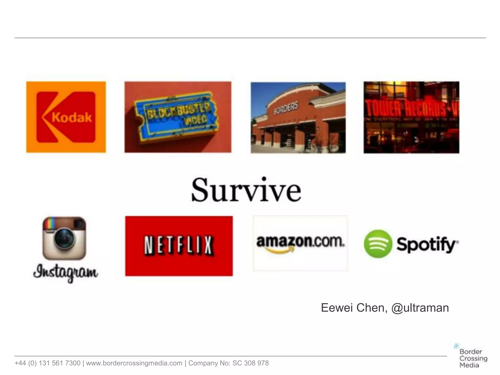 +44 (0) 131 561 7300 | www.bordercrossingmedia.com | Company No: SC 308 978
Eewei Chen, @ultraman
 