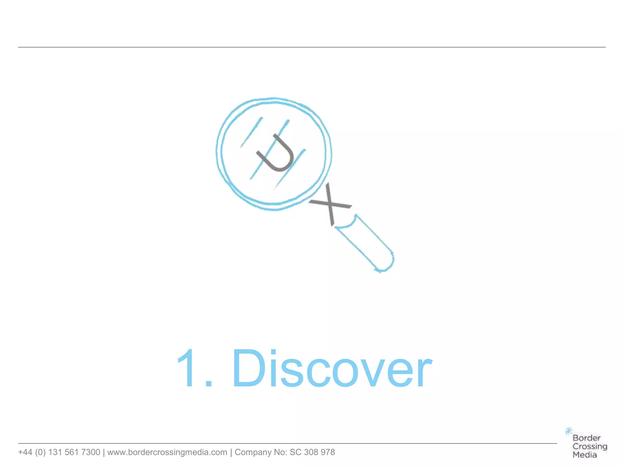 +44 (0) 131 561 7300 | www.bordercrossingmedia.com | Company No: SC 308 978
1. Discover
 