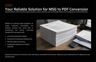 Effortless MSG to PDF Conversion with datavare Expert Tool | PDF