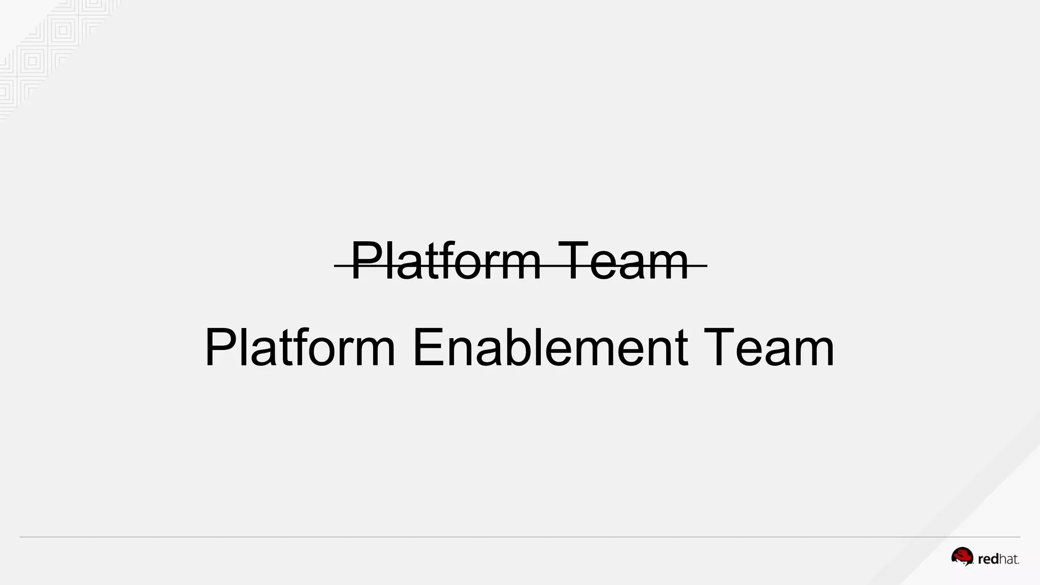 Platform Team
Platform Enablement Team
 