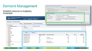 © 2013 Cisco and/or its affiliates. All rights reserved. Cisco Confidential 65
Establish resource or budgetary
thresholds
 