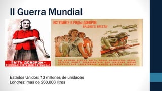 II Guerra Mundial
Estados Unidos: 13 millones de unidades
Londres: mas de 260.000 litros
 
