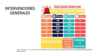INTERVENCIONES
GENERALES
Llau, J. V., Acosta. F. J. et al. Documento multidisciplinar de consenso sobre el manejo de la hemorragia masiva (documentos HEMOMAS).
(2015). Elsevier
 