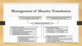 Management of Massive Transfusion
 