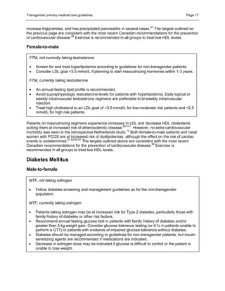Transgender Primary Medical Care Suggested Guidelines For Clinicians in ...