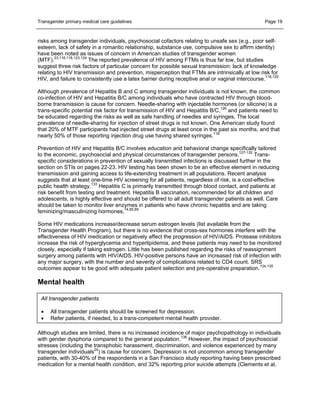 Transgender Primary Medical Care Suggested Guidelines For Clinicians in ...