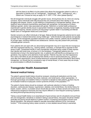 Transgender Primary Medical Care Suggested Guidelines For Clinicians in ...