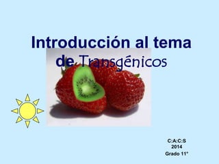 Introducción al tema
de Transgénicos
C:A:C:S
2014
Grado 11°
 