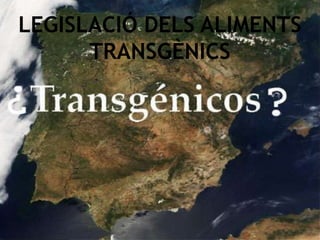 LEGISLACIÓ DELS ALIMENTS
TRANSGÈNICS

 