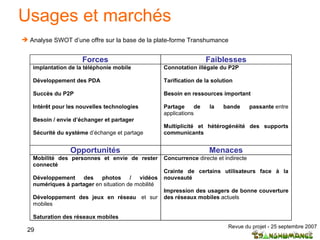 Usages et marchés Analyse SWOT d’une offre sur la base de la plate-forme Transhumance 