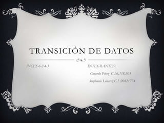 Transición de Datos INCES-6-2-4-3                                        INTEGRANTES:                                                                  Gerardo Pérez  C I:6,118,305                                                                 Stephanie Linarez C.I :20821774 