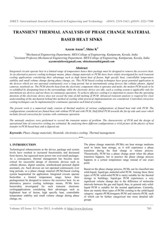 Transient thermal analysis of phase change material | PDF