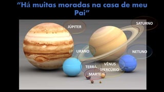 “Há muitas moradas na casa de meu
Pai”
JÚPITER
SATURNO
NETUNOURANO
TERRA
MERCÚRIO
MARTE
VÊNUS
 