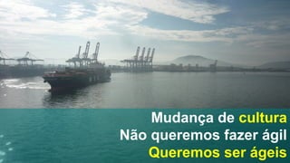 Mudança de cultura
Não queremos fazer ágil
Queremos ser ágeis
 