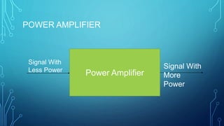 POWER AMPLIFIER
Power Amplifier
Signal With
Less Power
Signal With
More
Power
 
