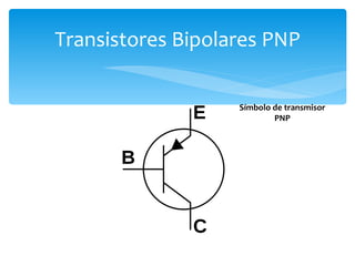 Transistores Bipolares PNP

                   Símbolo de transmisor
                           PNP
 